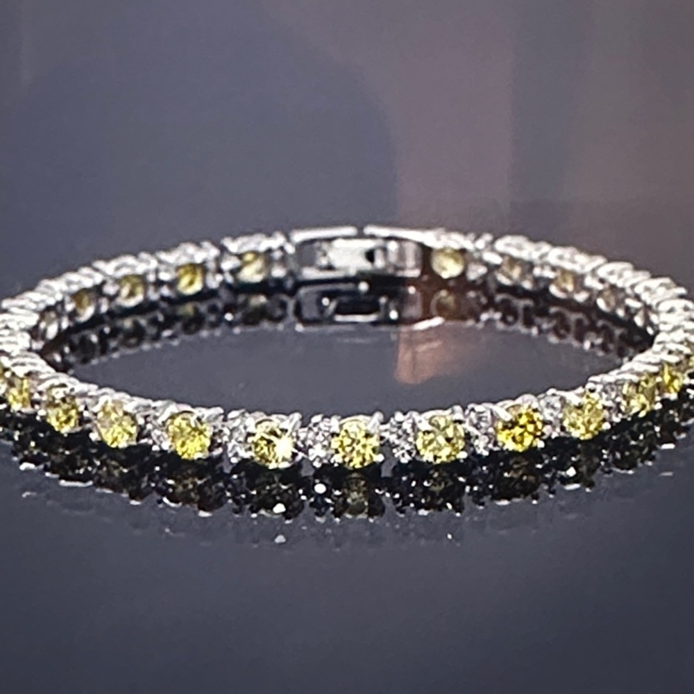 Women’s Elegant Yellow and Silver Tennis Bracelet